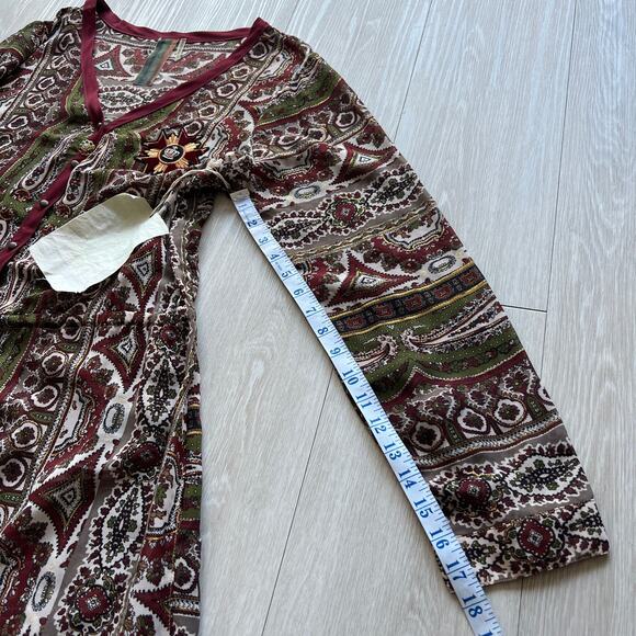 Aratta Silent Journey Duster Dress XL Sheer Brown Multicolor Boho - Picture 13 of 16